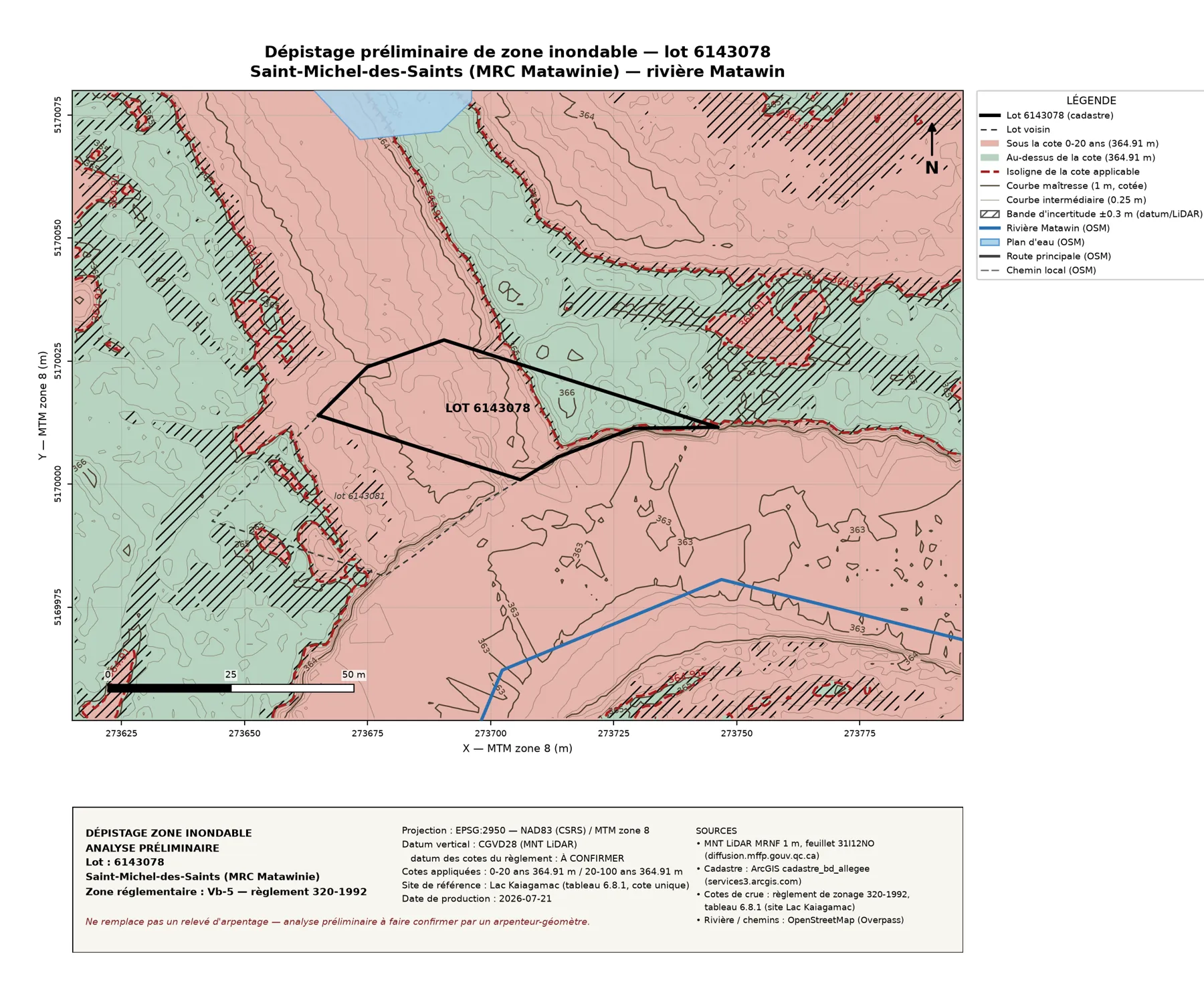 Carte réelle du lot 6143078 — MNT LiDAR, cadastre, OSM